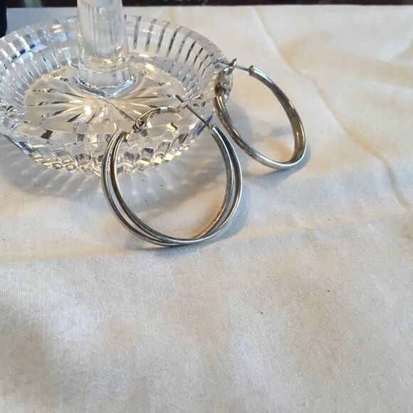 $8 ea or 3/$15 Silvertone Double Hoop Earrings - Picture 3 of 8